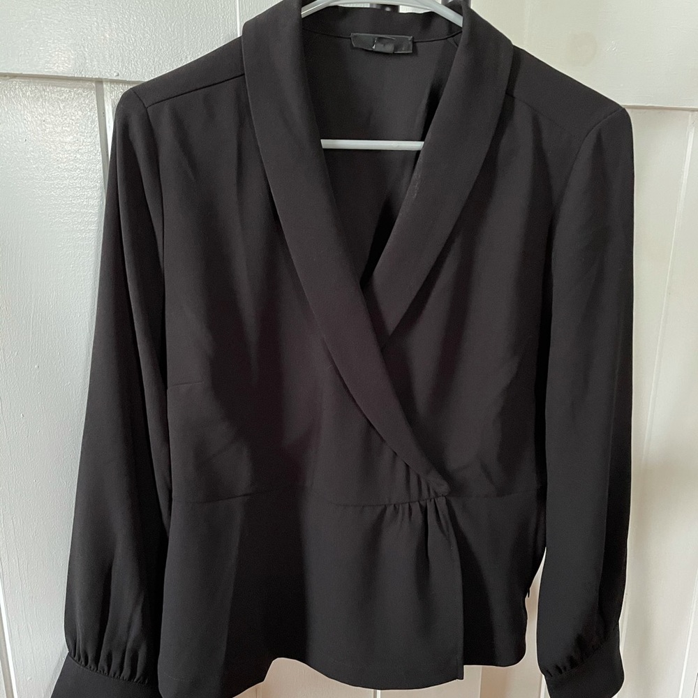J. Crew Drapey faux-wrap top in Black